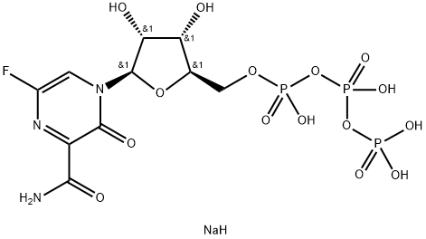 6-Fluoro-3,4-dihydro-4-[5-O-[hydroxy[[hydroxy(phosphonooxy)phosphinyl]oxy]phosphinyl]-β-D-ribofuranosyl]-3-oxo-pyrazinecarboxamide Sodium Salt (>75%) Struktur