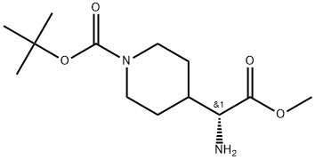 4-Piperidineacetic acid, α-amino-1-[(1,1-dimethylethoxy)carbonyl]-, methyl ester, (αR)- Structure
