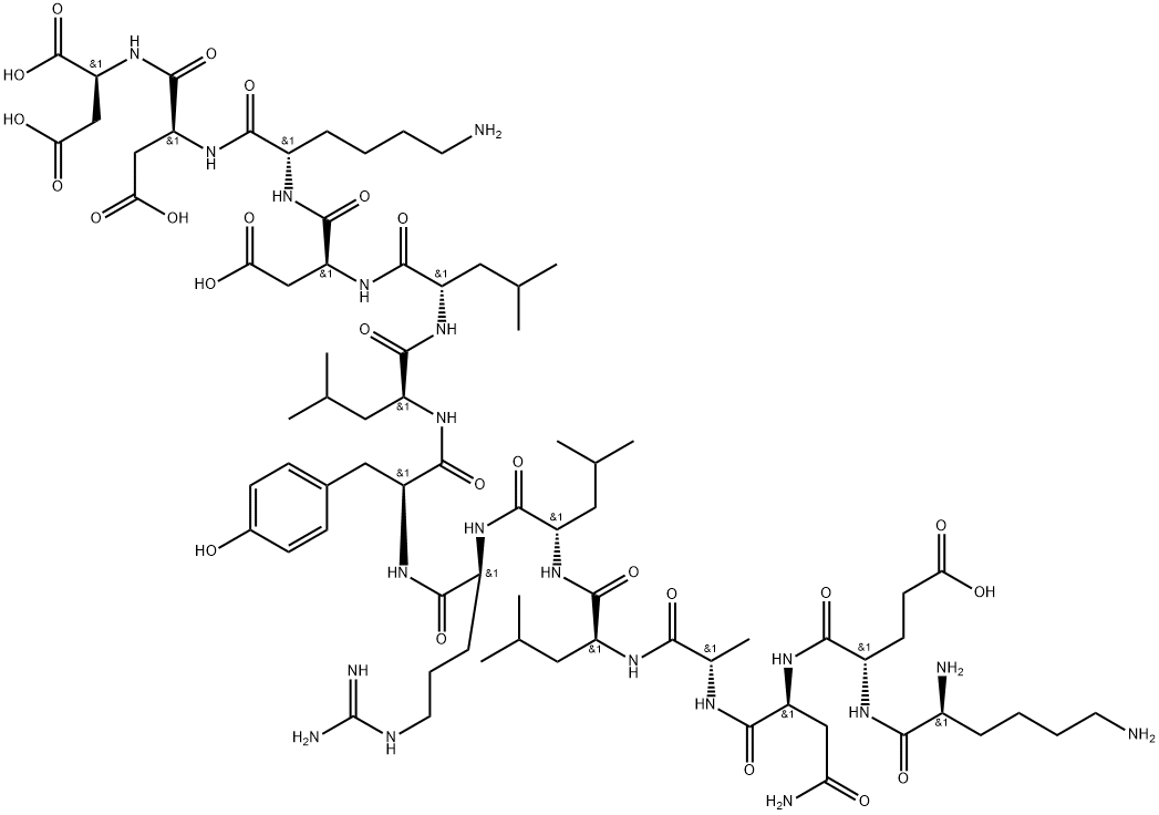 L-Aspartic acid, L-lysyl-L-α-glutamyl-L-asparaginyl-L-alanyl-L-leucyl-L-leucyl-L-arginyl-L-tyrosyl-L-leucyl-L-leucyl-L-α-aspartyl-L-lysyl-L-α-aspartyl- Struktur