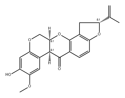 [1]Benzopyrano[3,4-b]furo[2,3-h][1]benzopyran-6(6aH)-one, 1,2,12,12a-tetrahydro-9-hydroxy-8-methoxy-2-(1-methylethenyl)-, [2R-(2α,6aα,12aα)]- (9CI)|3-去甲鱼藤酮