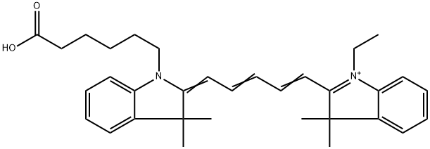 1-(5-carboxypentyl)-1′-ethyl-3,3,3′,3′-tetramethylindodicarbocyanine Struktur