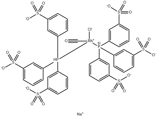 羰基双[三(3-磺酸基苯基)膦水合钠盐]铑(I) 结构式