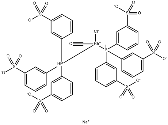 Rhodate(6-), carbonylchlorobis[[3,3',3''-(phosphinidyne-κP)tris[benzenesulfonato]](3-)]-, sodium (1:6) 化学構造式