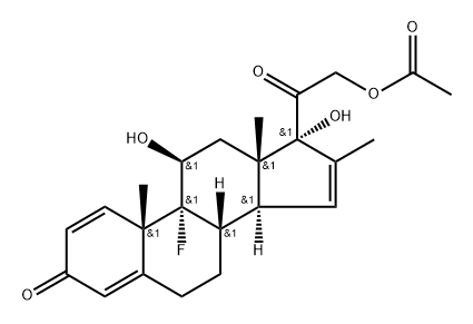 Pregna-1,4,15-triene-3,20-dione, 9-fluoro-11β,17,21-trihydroxy-16-methyl-, 21-acetate (6CI,7CI,8CI) Structure