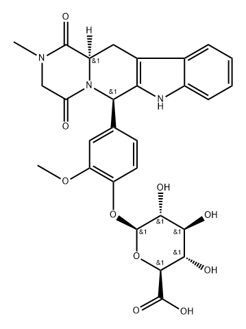 (2S,3S,4S,5R,6S)-3,4,5-Trihydroxy-6-(2-methoxy-4-((6R,12aR)-2-methyl-1,4-dioxo-1,2,3,4,6,7,12,12a-octahydropyrazino[1'',2'':1,6]pyrido[3,4-b]indol-6-yl)phenoxy)tetrahydro-2H-pyran-2-carboxylic Acid|他达拉非杂质94