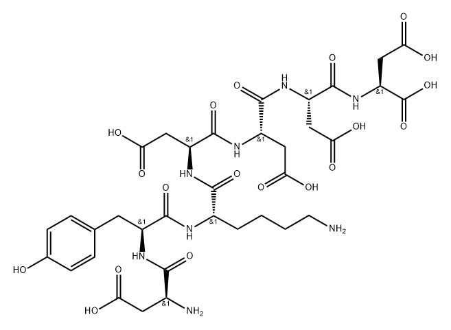 L-Aspartic acid, L-α-aspartyl-L-tyrosyl-L-lysyl-L-α-aspartyl-L-α-aspartyl-L-α-aspartyl- 结构式