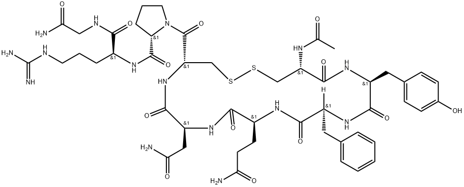 N-Acetyl-L-Cys(1)-L-Tyr-L-Phe-L-Gln-L-Asn-L-Cys(1)-L-Pro-L-Arg-Gly-NH2 结构式