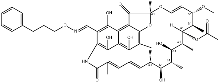 3-[[(3-フェニルプロポキシ)イミノ]メチル]リファマイシン 化学構造式