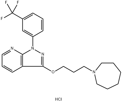 3-(3-(Azepan-1-yl)propoxy)-1-(3-(trifluoromethyl)phenyl)-1H-pyrazolo[3,4-b]pyridine hydrochloride Structure