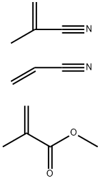 2-甲基-2-丙烯酸甲酯与2-甲基-2-丙烯腈和2-丙烯腈的聚合物, 38742-70-0, 结构式