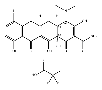 389625-14-3 2-Naftacencarboxamide, 4-(dimethylamin)-1,4,4a,5,5a,6,11,12a-octahydro-3,10,12,12a-tetrahydroxy-7-iodo-1,11-dioxo-, (4S,4aS,5aR,12aS)-, mono(trifluoroacetate) (salt)