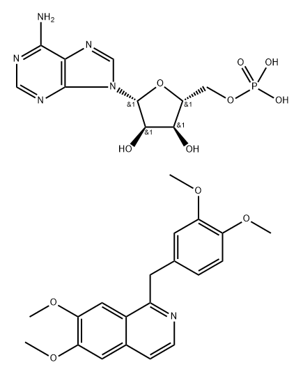 adenosine 5'-monophosphate, compound with 1-(3,4-dimethoxybenzyl)-6,7-dimethoxyisoquinoline (1:1),39024-96-9,结构式