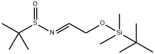 2-Propanesulfinamide, N-[2-[[(1,1-dimethylethyl)dimethylsilyl]oxy]ethylidene]-2-methyl-, [N(E),S(R)]- Struktur