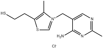 Thiazolium, 3-[(4-amino-2-methyl-5-pyrimidinyl)methyl]-5-(2-mercaptoethyl)-4-methyl-, chloride (1:1) 化学構造式