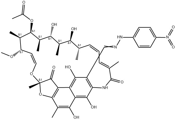 Rifamycin, 3-[[(4-nitrophenyl)hydrazono]methyl]- (9CI) Struktur