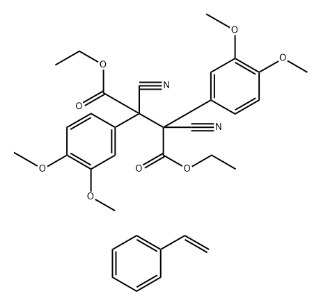 Butanedioic acid, 2,3-dicyano-2,3-bis(3,4-dimethoxyphenyl)-, diethyl ester, compd. with ethenylbenzene (1:1) (9CI) Struktur