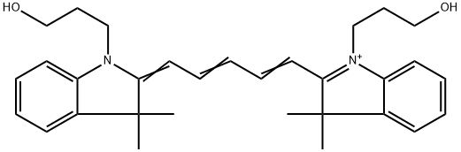 3H-Indolium, 2-[5-[1,3-dihydro-1-(3-hydroxypropyl)-3,3-dimethyl-2H-indol-2-ylidene]-1,3-pentadien-1-yl]-1-(3-hydroxypropyl)-3,3-dimethyl- Structure