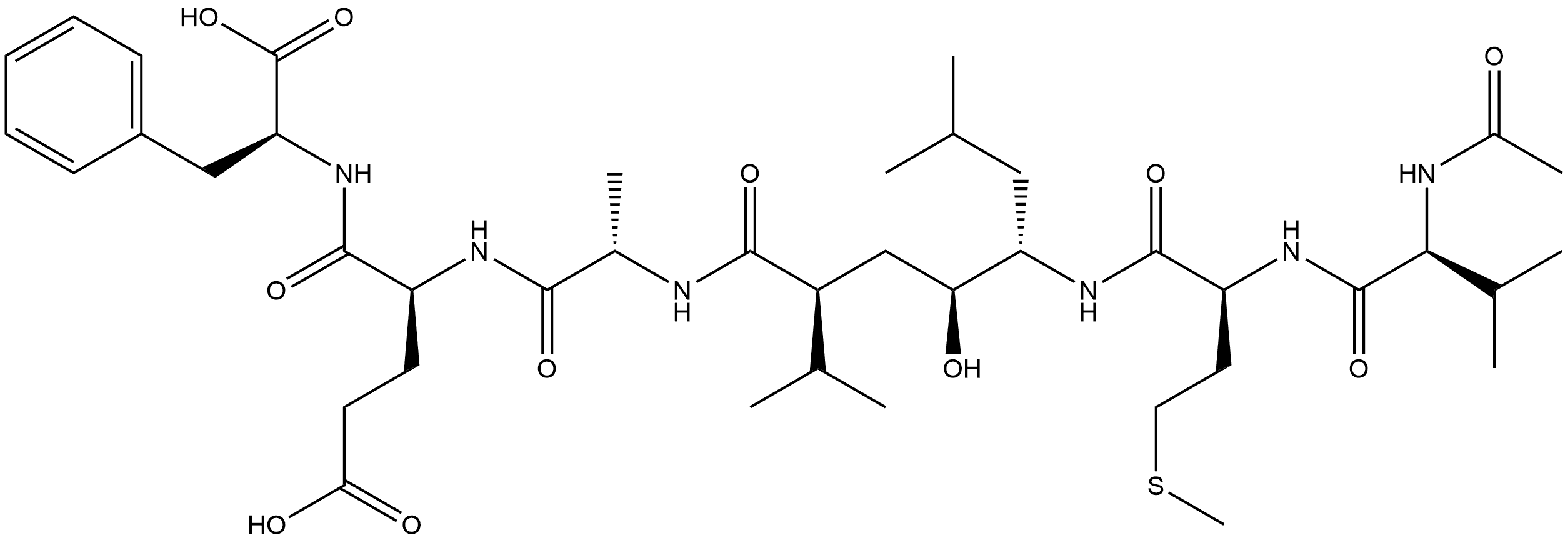 Ac-Val-Met-Leu-Psi[CHOH-CH]-Val-Ala-Glu-Phe-OH Struktur