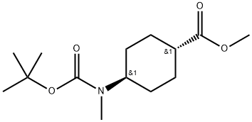 Cyclohexanecarboxylic acid, 4-[[(1,1-dimethylethoxy)carbonyl]methylamino]-, methyl ester, trans- Struktur