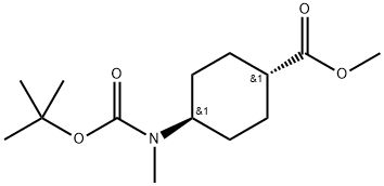 Cyclohexanecarboxylic acid, 4-[[(1,1-dimethylethoxy)carbonyl]methylamino]-, methyl ester, trans- Structure