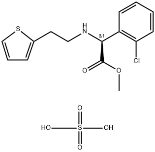 Benzeneacetic acid, 2-chloro-α-[[2-(2-thienyl)ethyl]amino]-, methyl ester, (αS)-, sulfate (1:1) Struktur