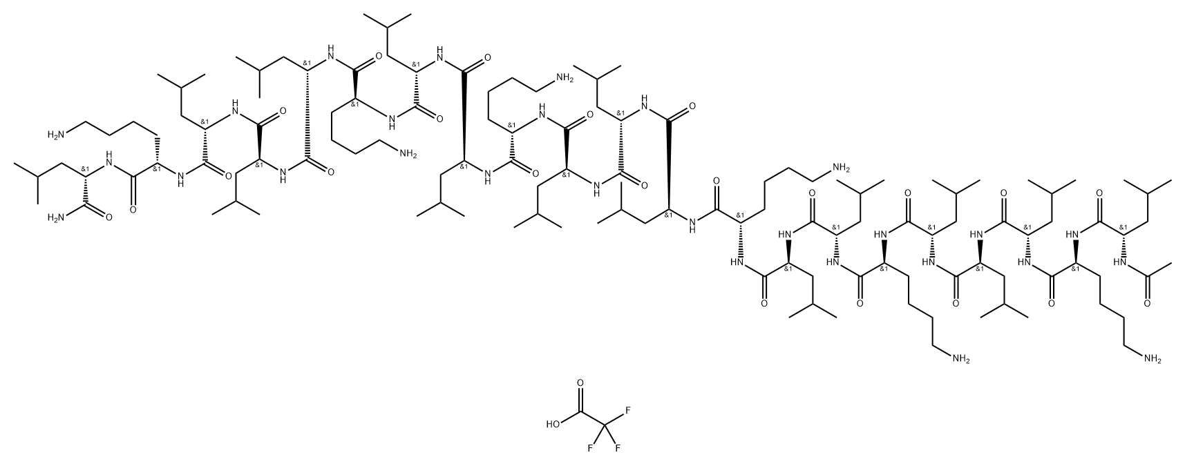Gly-Met-Ala-Ser-Lys-Ala-Gly-Ala-Ile-Ala-Gly-Lys-Ile-Ala-Lys-Val-Ala-Leu-Lys-Ala-Leu-NH2 trifluoroacetate|(S)-6-氨基-N-((S)-1-(((S)-1-氨基-4-甲基-1-氧代戊烷-2-基)氨基)-1-氧代丙烷-2-基)-2-((5S,8S,11S,14S,17S,23S,26S,29S,35S,38S,41S,44S,47S,50S,53S)-5-(2-氨基乙酰氨基)-14,35,44-三(4-氨基丁基)-26,38-二((S)-仲丁基)-11-(羟甲基)-53-异丁基-47-异丙基-8,17,23,29,41,50-六甲基- 6,9,12,15,18,21,24,27,30,33,36,39,42,