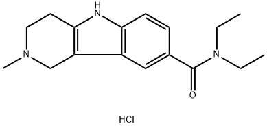 1H-Pyrido[4,3-b]indole-8-carboxamide, N,N-diethyl-2,3,4,5-tetrahydro-2-methyl-, hydrochloride (1:1) 化学構造式