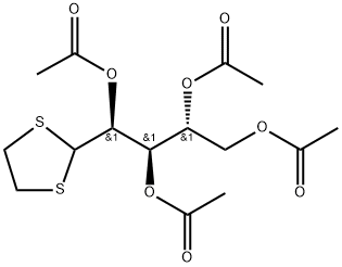 2-O,3-O,4-O,5-O-Tetraacetyl-D-arabinose 1,2-ethanediyl dithioacetal,40733-16-2,结构式