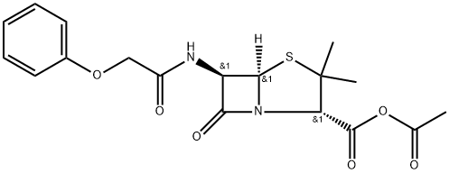 4-Thia-1-azabicyclo[3.2.0]heptane-2-carboxylic acid, 3,3-dimethyl-7-oxo-6-[(2-phenoxyacetyl)amino]-, anhydride with acetic acid, (2S,5R,6R)- Struktur