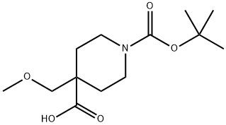 1-(叔丁氧羰基)-4-(甲氧甲基)哌啶-4-羧酸1-(叔丁氧羰基)-4-(甲氧甲基)哌啶-4-羧酸, 412357-26-7, 结构式