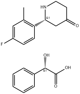 Benzeneacetic acid, α-hydroxy-, (αS)-(2R)-coMpd. with 2-(4-fluoro-2-Methylphenyl)-4-piperidinone (1:1) Structure