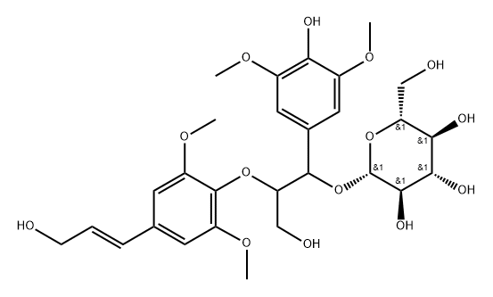 β-D-Glucopyranoside, 3-hydroxy-1-(4-hydroxy-3,5-dimethoxyphenyl)-2-[4-[(1E)-3-hydroxy-1-propen-1-yl]-2,6-dimethoxyphenoxy]propyl Structure