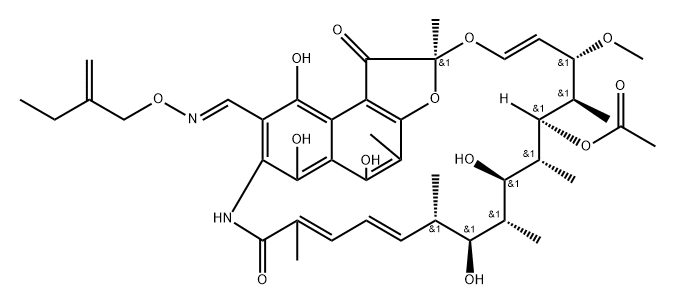3-[(2-Ethyl-2-propenyl)oxyiminomethyl]rifamycin SV,41776-62-9,结构式