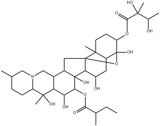 4α,9-Epoxycevane-3β,4,7α,14,15α,16β,20-heptol 3-[(2R,3R)-2,3-dihydroxy-2-methylbutanoate]15-[(R)-2-methylbutanoate]|