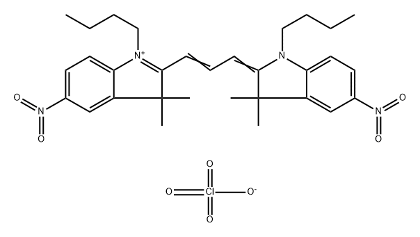 1-Butyl-2-[3-(1-butyl-1,3-dihydro-3,3-dimethyl-5-nitro-2H-indol-2-ylidene)-1-propen-1-yl]-3,3-dimethyl-5-nitro-3H-indolium perchlorate (1:1) Structure