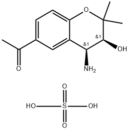 1 - ((3S,4S)-4-氨基-3-羟基-2,2-二甲基苯并二氢吡喃-6-基)乙酮硫酸盐 结构式