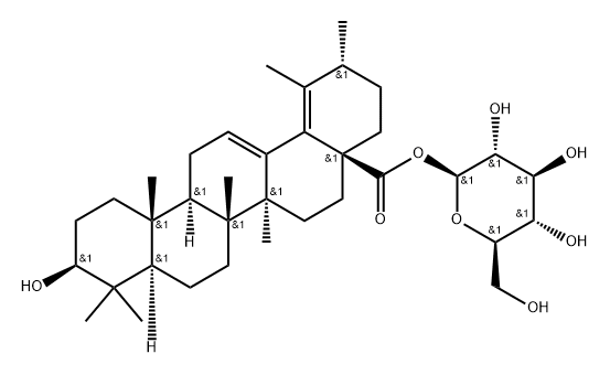 3beta-Hydroxyurs-12,18-dien-28-oic acid beta-D-glucopyranosyl ester Struktur