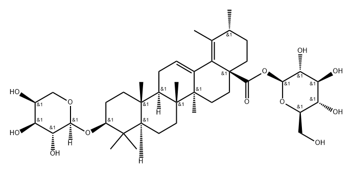 3beta-(alpha-L-Arabinopyranosyloxy)urs-12,18-dien-28-oic acid beta-D-glucopyranosyl ester Structure