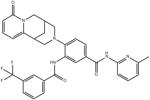 N-(6-methylpyridin-2-yl)-4-(8-oxo-1,5,6,8-tetrahydro-2H-1,5-methanopyrido[1,2-a][1,5]diazocin-3(4H)-yl)-3-(3-(trifluoromethyl)benzamido)benzamide 结构式