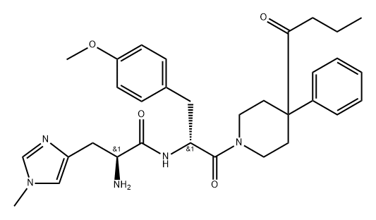 (S)-2-Amino-N-((R)-1-(4-butyryl-4-phenylpiperidin-1-yl)-3-(4-methoxy-3-methylphenyl)-1-oxopropan-2-yl)-3-(1H-imidazol-4-yl)propanamide,457893-91-3,结构式