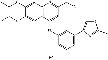 4-Quinazolinamine, 2-(chloromethyl)-6,7-diethoxy-N-[3-(2-methyl-4-thiazolyl)phenyl]-, hydrochloride (1:1) Structure