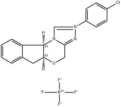 4H,6H-Indeno[2,1-b][1,2,4]triazolo[4,3-d][1,4]oxazinium, 2-(4-chlorophenyl)-5a,10b-dihydro-, (5aS,10bR)-, tetrafluoroborate(1-) (1:1) 结构式