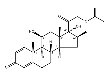Pregna-1,4-diene-3,20-dione, 21-(acetyloxy)-9-chloro-11,17-dihydroxy-16-methyl-, (11β,16β)- Struktur