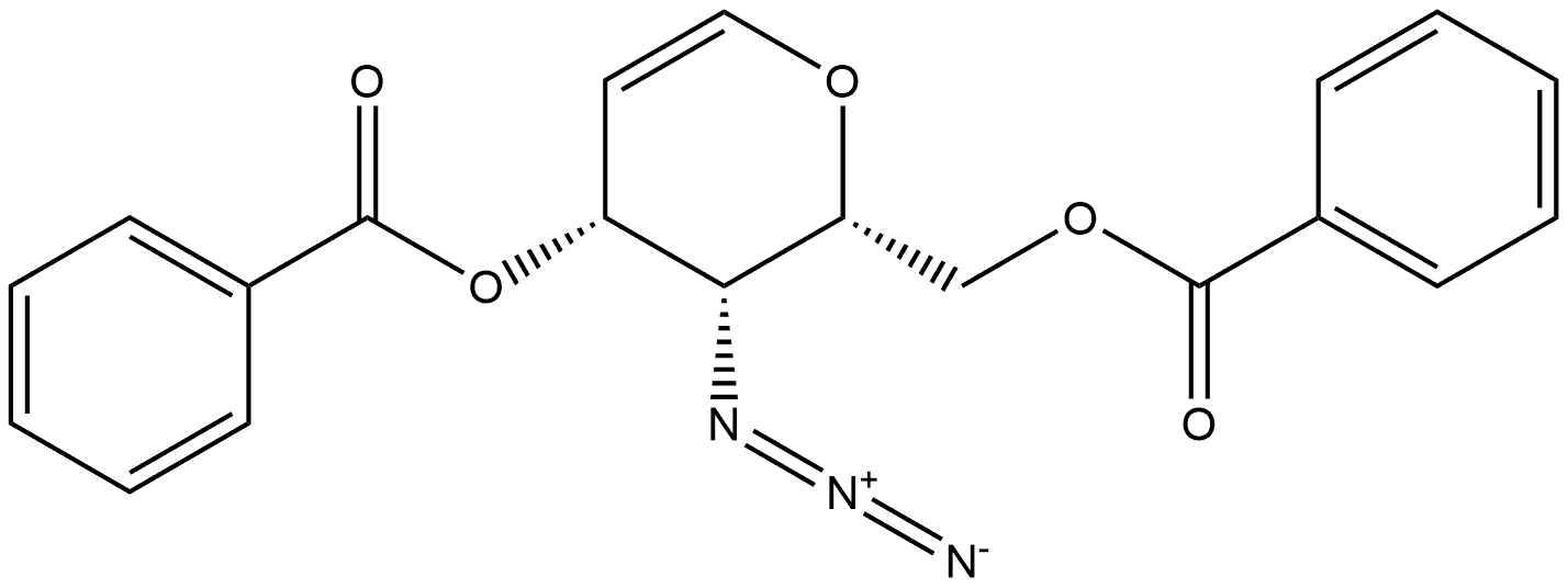 D-arabino-Hex-5-enitol, 2,6-anhydro-3-azido-3,5-dideoxy-, 1,4-dibenzoate Structure