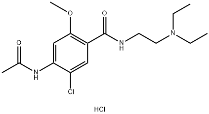 Benzamide, 4-(acetylamino)-5-chloro-N-[2-(diethylamino)ethyl]-2-methoxy-, hydrochloride (1:1) Structure