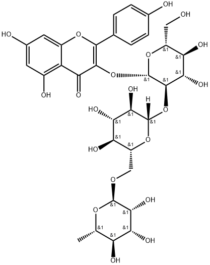Kaempferol-3-O-α-L-rhamnopyranosyl-(1→6)-β-D-glucopyranosyl-(1→2)-β-D-glucopyranoside Struktur