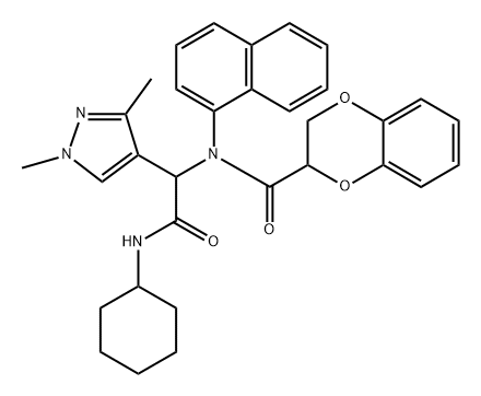 1H-Pyrazole-4-acetamide,N-cyclohexyl-alpha-[[(2,3-dihydro-1,4-benzodioxin-2-yl)carbonyl]-1-naphthalenylamino]-1,3-dimethyl-(9CI) Structure