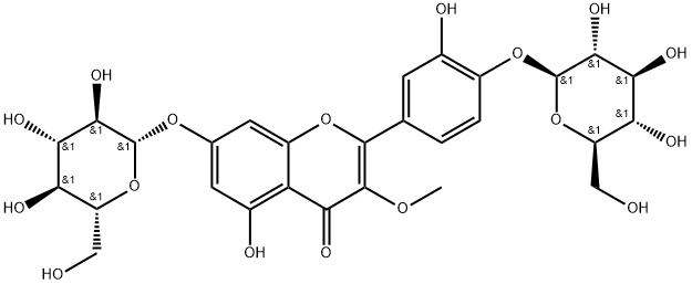 3-O-甲基槲皮素-7-O-Β-D-葡萄糖基-4′-O-Β-D-葡萄糖苷 结构式