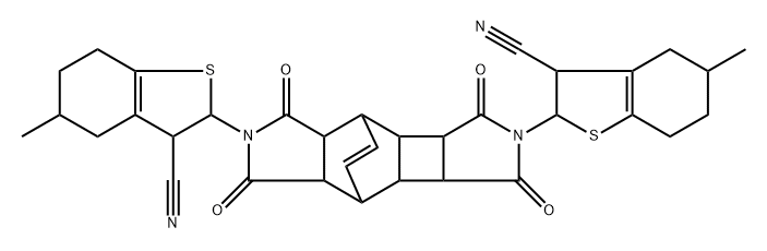 2-[12-(3-cyano-5-methyl-2,3,4,5,6,7-hexahydro-1-benzothien-2-yl)-4,6,11,13-tetraoxo-5,12-diazapentacyclo[7.5.2.0~2,8~.0~3,7~.0~10,14~]hexadec-15-en-5-yl]-5-methyl-2,3,4,5,6,7-hexahydro-1-benzothiophen
 e-3-carbonitrile 化学構造式