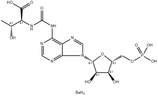 N-(purine-6-ylcarbamoyl)-L-threonine ribonucleoside 5'-phosphate 结构式